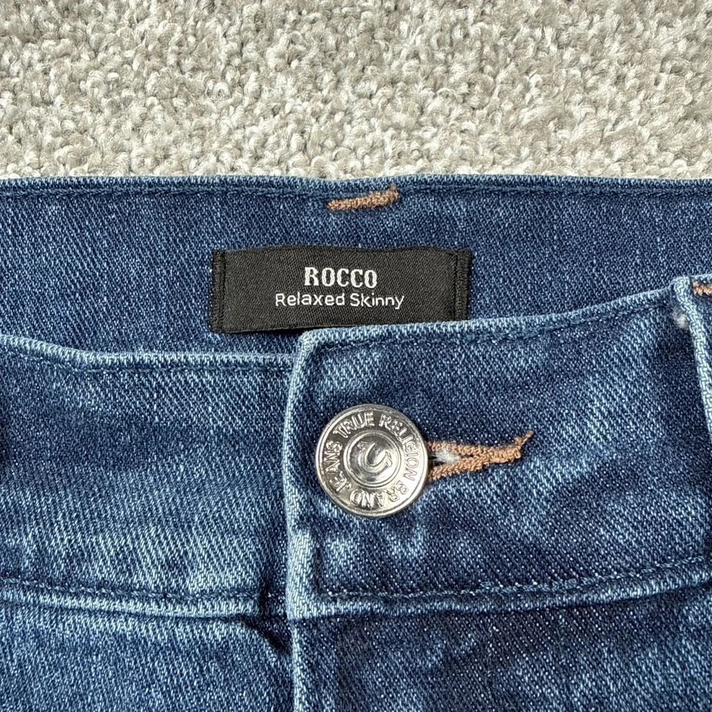 True Religion Rocco Jeans Men's 34 Blue Relaxed Skinny Stretch Denim